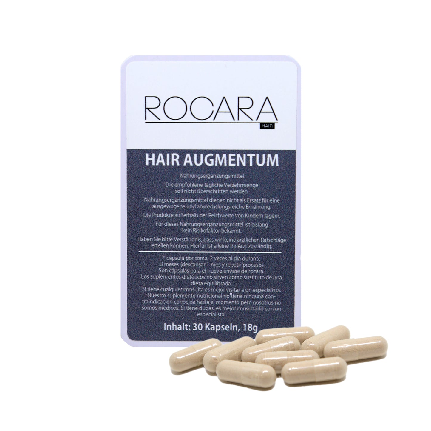 Rocara Hair - HAIR AUGMENTUM - Cápsulas para el crecimiento del cabello - 30 cápsulas